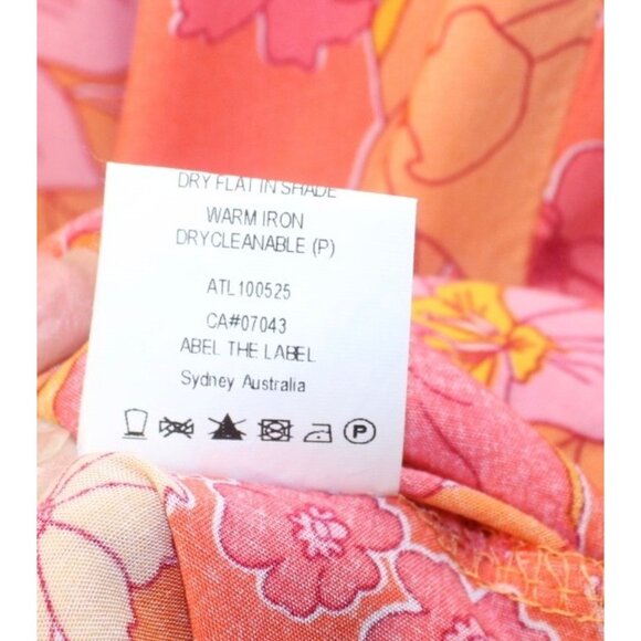 Abel The Label M Floral Ruffled Tiered Maxi Dress Boho Flower Power Orange Pink - Picture 6 of 7